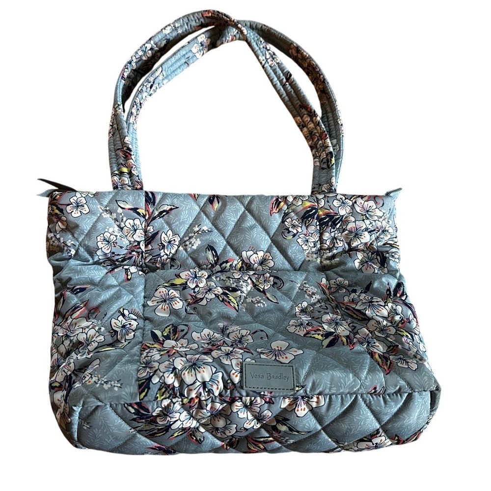 Vera Bradley Blue Cherry Blossom Floral Quilted Cotton Tote Bag